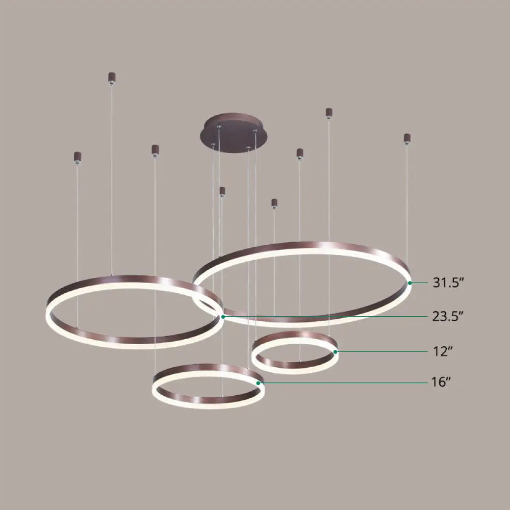 Modern Acrylic Coffee Chandelier: Multi-Ring Shaped Hanging Light for Living Room
