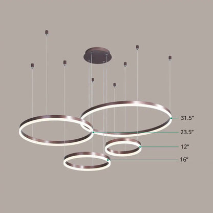 Modern Acrylic Coffee Chandelier: Multi-Ring Shaped Hanging Light for Living Room