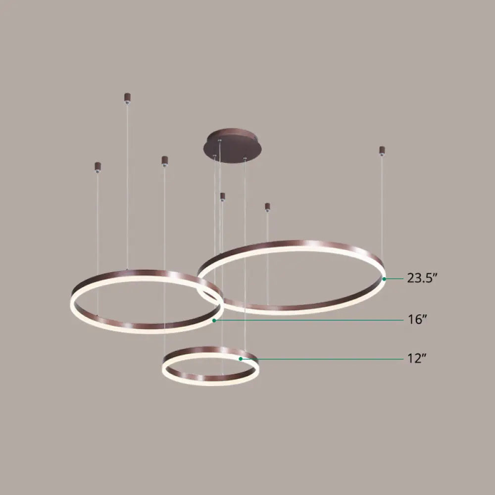 Modern Acrylic Coffee Chandelier: Multi-Ring Shaped Hanging Light for Living Room