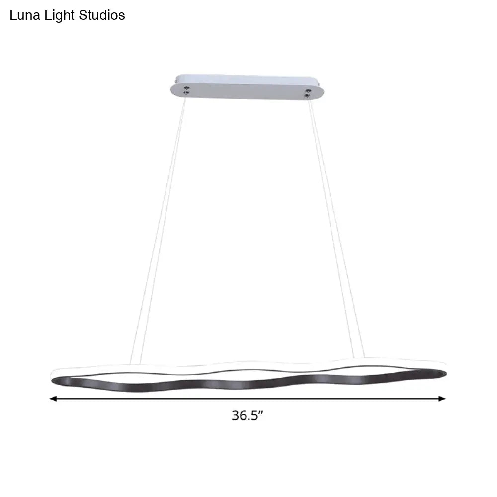 Lámpara de techo colgante LED moderna con diseño ondulado color café, de acrílico, - 23.5"/36.5"/47" de ancho - Luz cálida/blanca