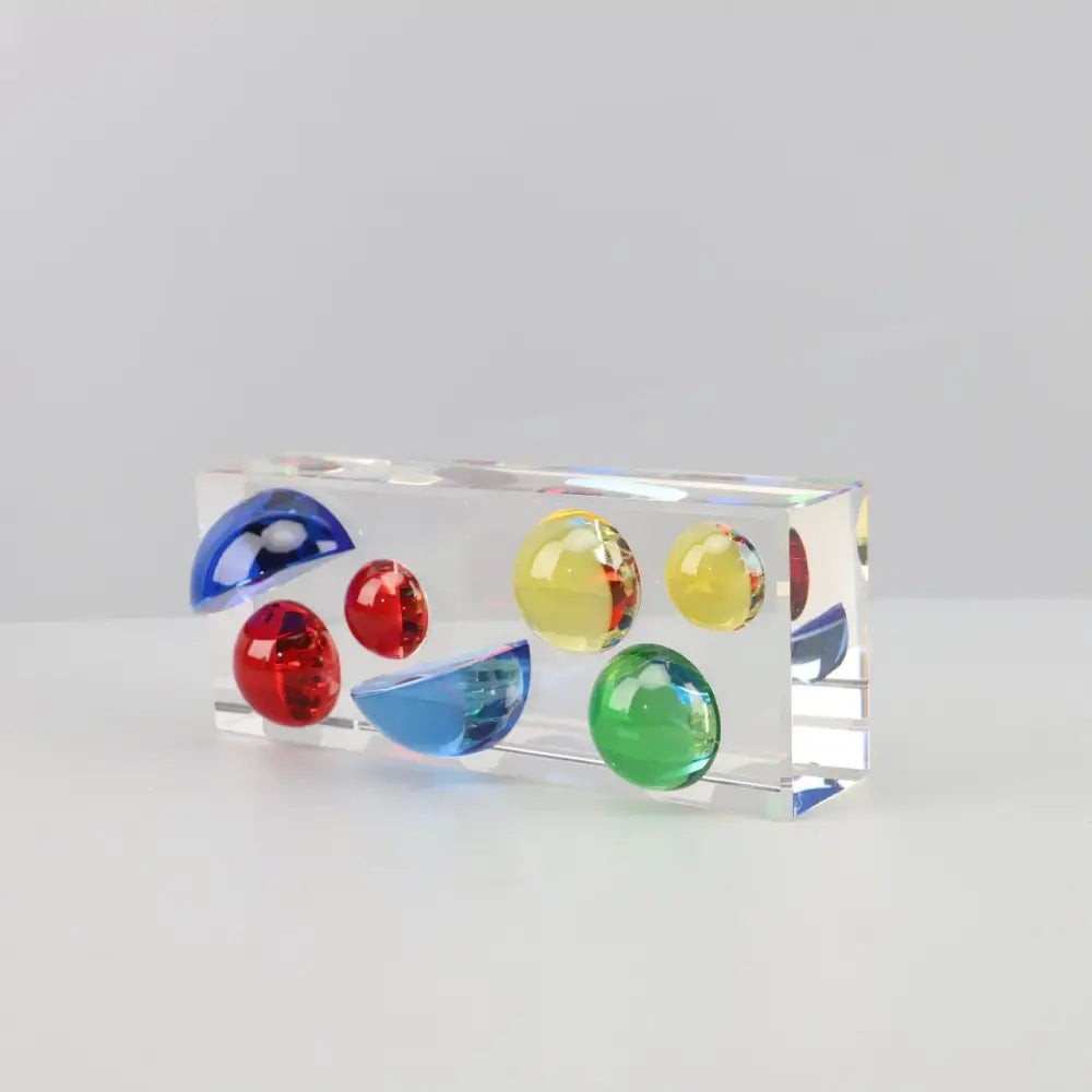 Modern acrylic crystal color sphere half round ornament with colorful red blue yellow and green glass spheres decorbites crystal color