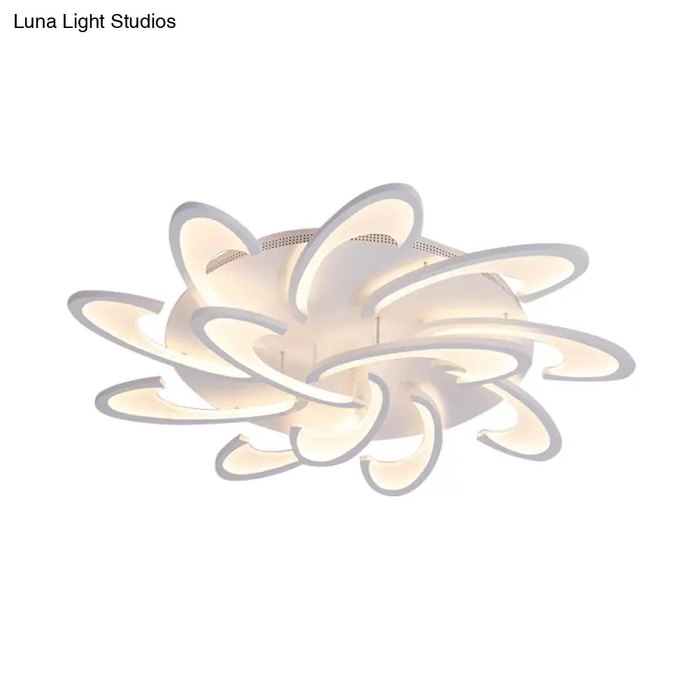 DecorBites™ DecorBites™ Modern Acrylic Flower Semi Flush Mount Lamp - 6/12-Head, Warm/White Light, White Ceiling Lighting for Parlor
