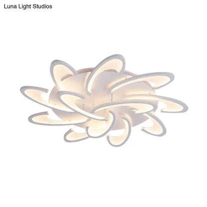 DecorBites™ DecorBites™ Modern Acrylic Flower Semi Flush Mount Lamp - 6/12-Head, Warm/White Light, White Ceiling Lighting for Parlor