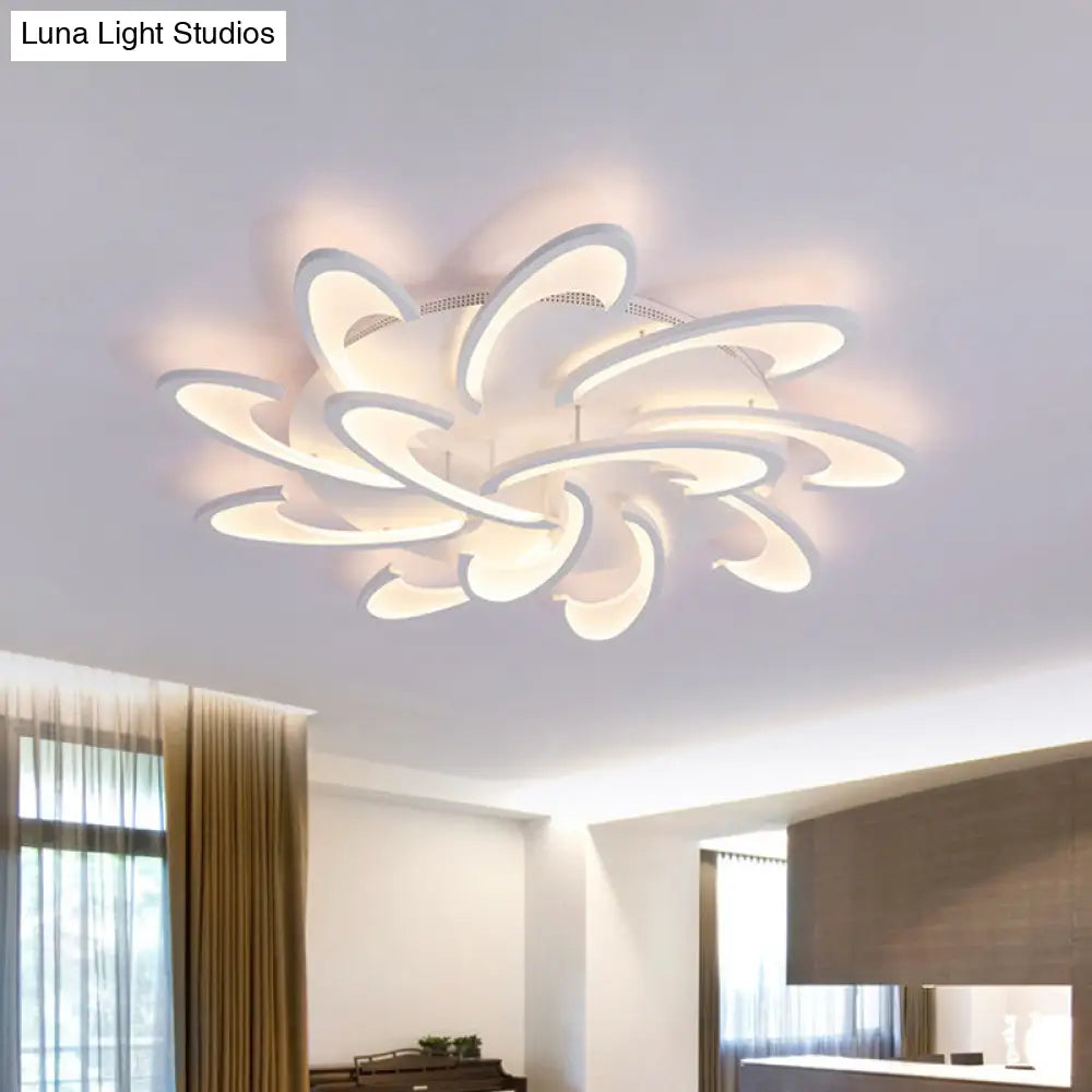 DecorBites™ DecorBites™ Modern Acrylic Flower Semi Flush Mount Lamp - 6/12-Head, Warm/White Light, White Ceiling Lighting for Parlor