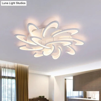 DecorBites™ DecorBites™ Modern Acrylic Flower Semi Flush Mount Lamp - 6/12-Head, Warm/White Light, White Ceiling Lighting for Parlor