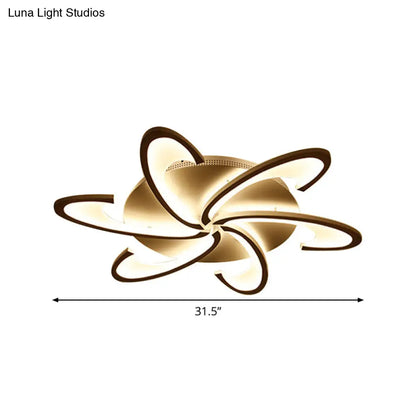 DecorBites™ DecorBites™ Modern Acrylic Flower Semi Flush Mount Lamp - 6/12-Head, Warm/White Light, White Ceiling Lighting for Parlor