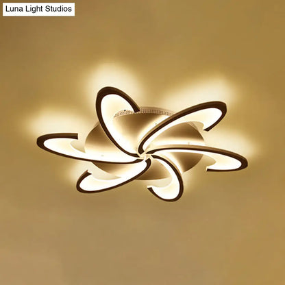DecorBites™ DecorBites™ Modern Acrylic Flower Semi Flush Mount Lamp - 6/12-Head, Warm/White Light, White Ceiling Lighting for Parlor