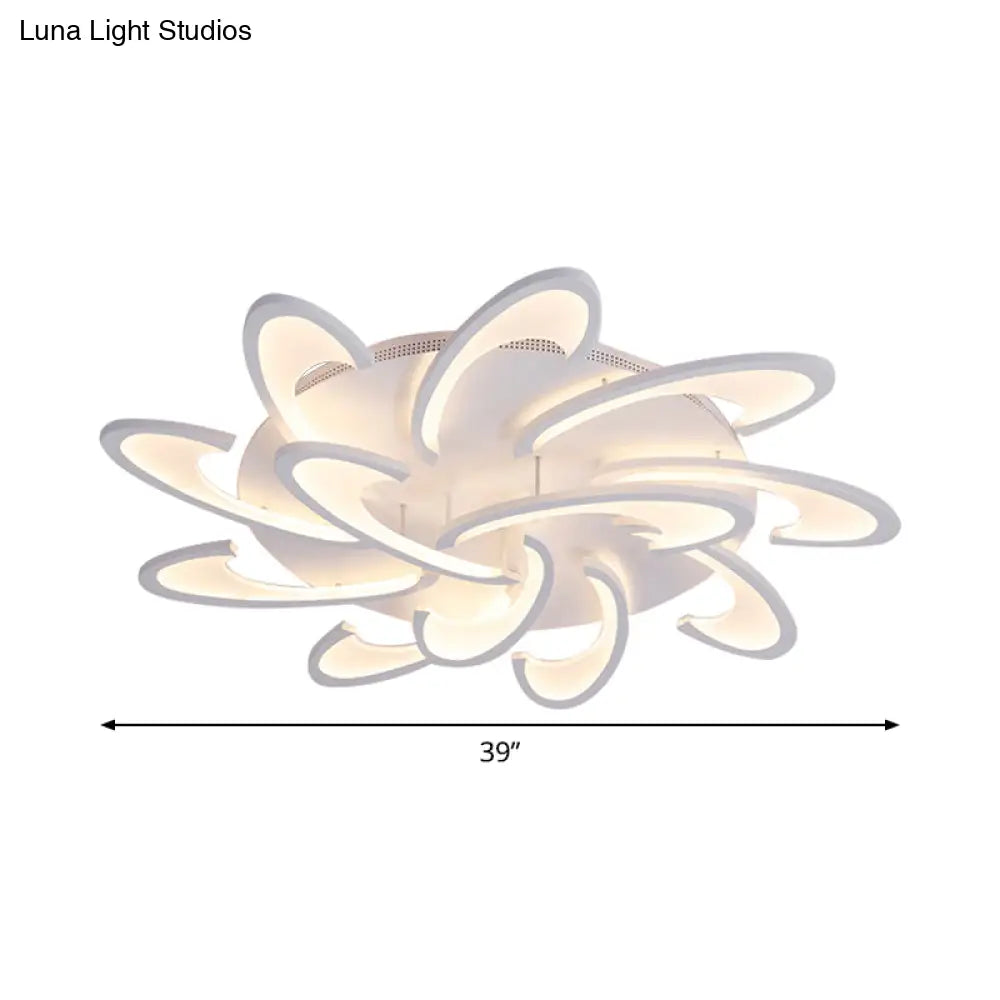DecorBites™ DecorBites™ Modern Acrylic Flower Semi Flush Mount Lamp - 6/12-Head, Warm/White Light, White Ceiling Lighting for Parlor