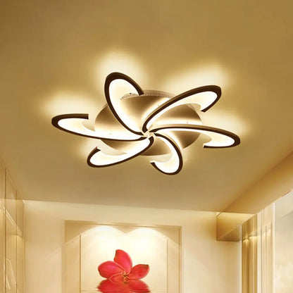 DecorBites™ DecorBites™ Modern Acrylic Flower Semi Flush Mount Lamp - 6/12-Head, Warm/White Light, White Ceiling Lighting for Parlor