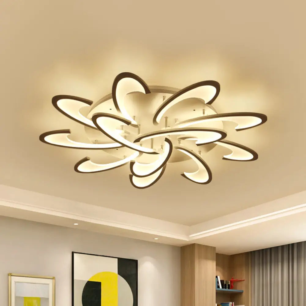 DecorBites™ DecorBites™ Modern Acrylic Flower Semi Flush Mount Lamp - 6/12-Head, Warm/White Light, White Ceiling Lighting for Parlor