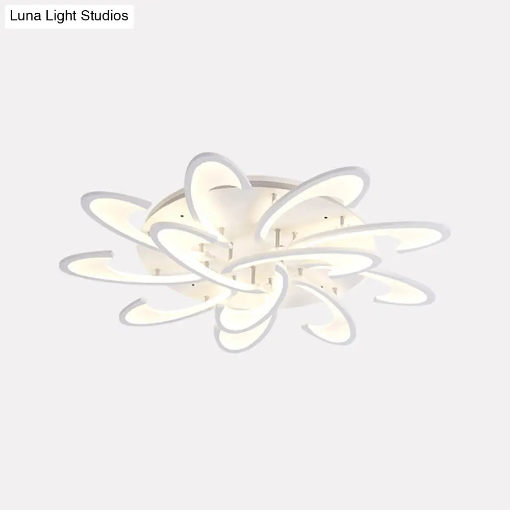 DecorBites™ DecorBites™ Modern Acrylic Flower Semi Flush Mount Lamp - 6/12-Head, Warm/White Light, White Ceiling Lighting for Parlor