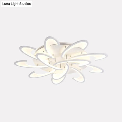 DecorBites™ DecorBites™ Modern Acrylic Flower Semi Flush Mount Lamp - 6/12-Head, Warm/White Light, White Ceiling Lighting for Parlor