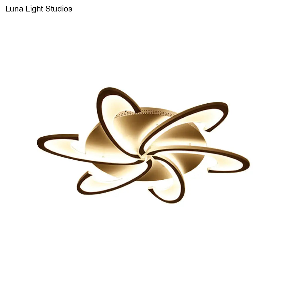 DecorBites™ DecorBites™ Modern Acrylic Flower Semi Flush Mount Lamp - 6/12-Head, Warm/White Light, White Ceiling Lighting for Parlor