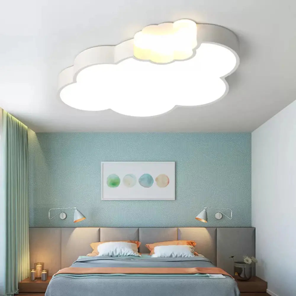 DecorBites™ DecorBites™ Modern Acrylic Flush Ceiling Lamp - Cloud Kindergarten in White Finish