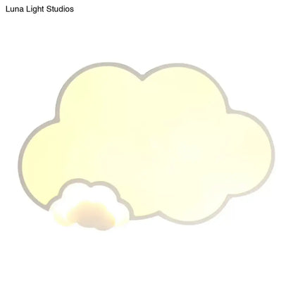 DecorBites™ DecorBites™ Modern Acrylic Flush Ceiling Lamp - Cloud Kindergarten in White Finish