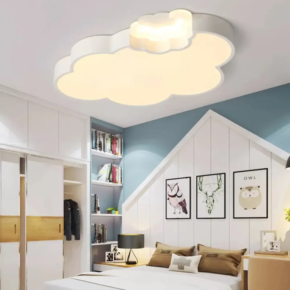 DecorBites™ DecorBites™ Modern Acrylic Flush Ceiling Lamp - Cloud Kindergarten in White Finish