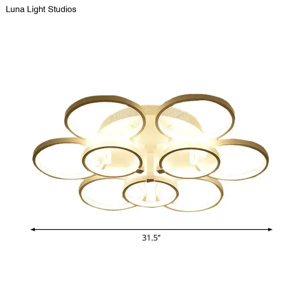 DecorBites™ DecorBites™ Modern Acrylic Flush Ceiling Light in White - Flower-Like Circle Design, 9/12 Lights, LED, Ideal for Living Room