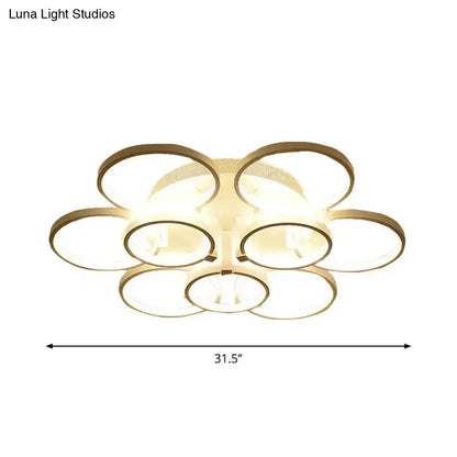 DecorBites™ DecorBites™ Modern Acrylic Flush Ceiling Light in White - Flower-Like Circle Design, 9/12 Lights, LED, Ideal for Living Room