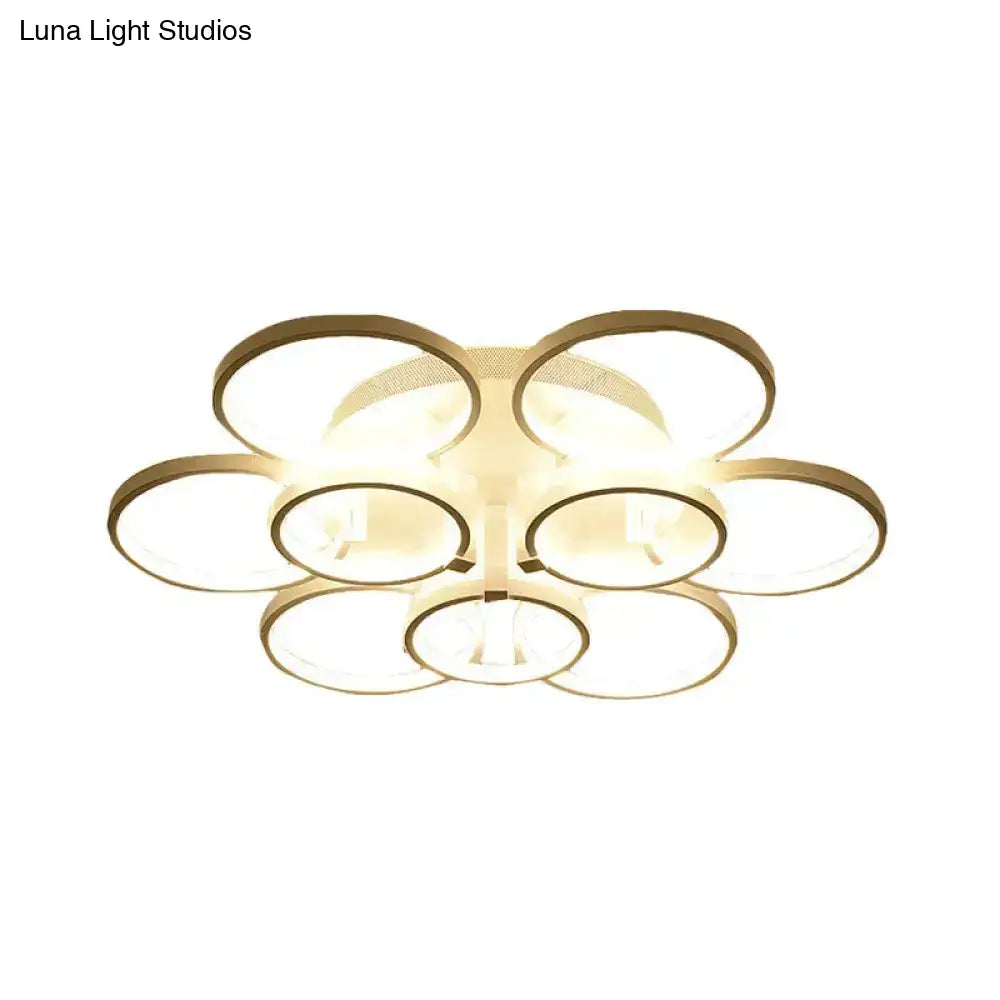 DecorBites™ DecorBites™ Modern Acrylic Flush Ceiling Light in White - Flower-Like Circle Design, 9/12 Lights, LED, Ideal for Living Room