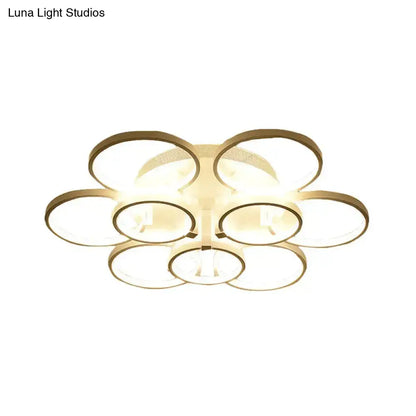 DecorBites™ DecorBites™ Modern Acrylic Flush Ceiling Light in White - Flower-Like Circle Design, 9/12 Lights, LED, Ideal for Living Room