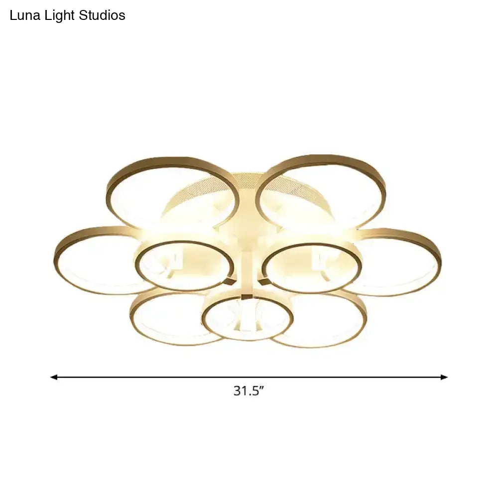 DecorBites™ DecorBites™ Modern Acrylic Flush Ceiling Light in White - Flower-Like Circle Design, 9/12 Lights, LED, Ideal for Living Room