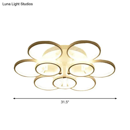 DecorBites™ DecorBites™ Modern Acrylic Flush Ceiling Light in White - Flower-Like Circle Design, 9/12 Lights, LED, Ideal for Living Room