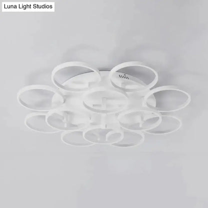 DecorBites™ DecorBites™ Modern Acrylic Flush Ceiling Light in White - Flower-Like Circle Design, 9/12 Lights, LED, Ideal for Living Room