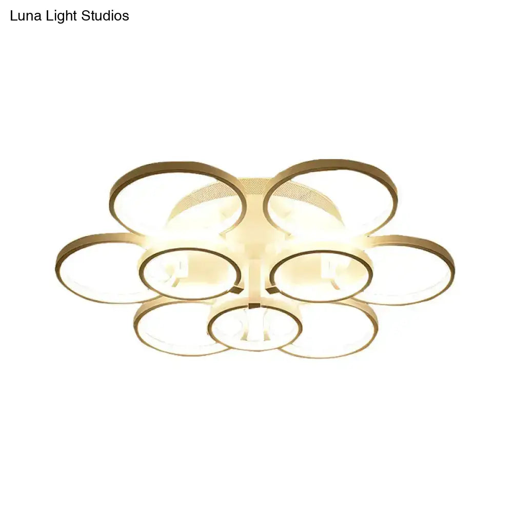 DecorBites™ DecorBites™ Modern Acrylic Flush Ceiling Light in White - Flower-Like Circle Design, 9/12 Lights, LED, Ideal for Living Room