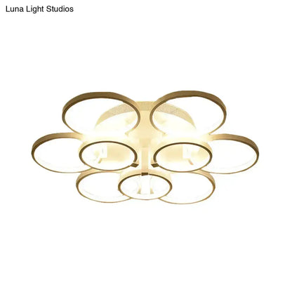 DecorBites™ DecorBites™ Modern Acrylic Flush Ceiling Light in White - Flower-Like Circle Design, 9/12 Lights, LED, Ideal for Living Room
