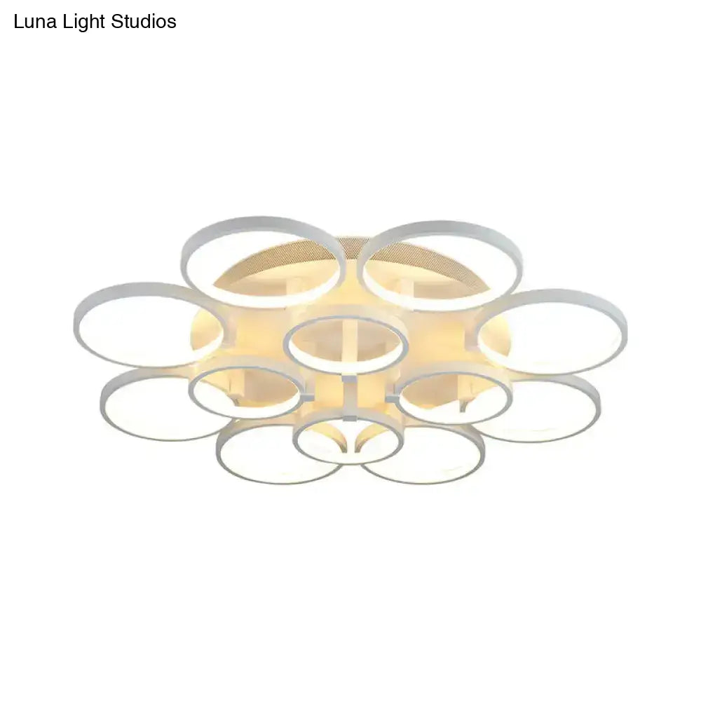 DecorBites™ DecorBites™ Modern Acrylic Flush Ceiling Light in White - Flower-Like Circle Design, 9/12 Lights, LED, Ideal for Living Room