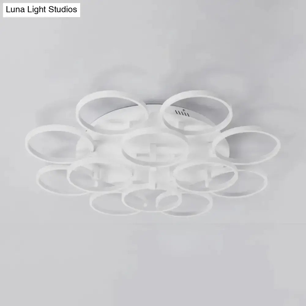 DecorBites™ DecorBites™ Modern Acrylic Flush Ceiling Light in White - Flower-Like Circle Design, 9/12 Lights, LED, Ideal for Living Room