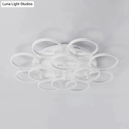 DecorBites™ DecorBites™ Modern Acrylic Flush Ceiling Light in White - Flower-Like Circle Design, 9/12 Lights, LED, Ideal for Living Room