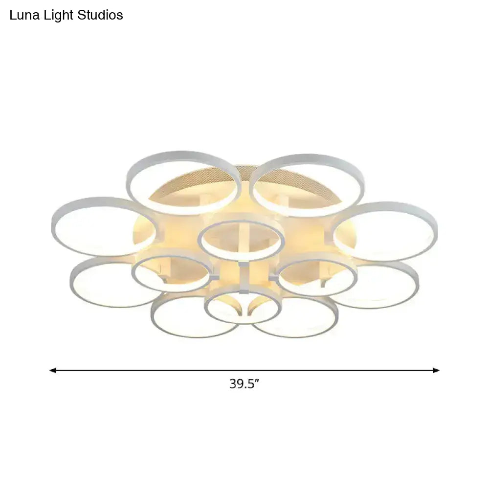 DecorBites™ DecorBites™ Modern Acrylic Flush Ceiling Light in White - Flower-Like Circle Design, 9/12 Lights, LED, Ideal for Living Room