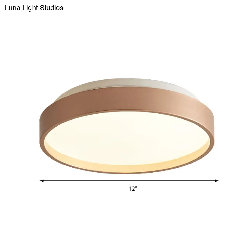 DecorBites™ DecorBites™ Modern Acrylic Flush Mount Ceiling Light - 12"/18" Round, Coffee Bronze/Gold/White - Indoor Use