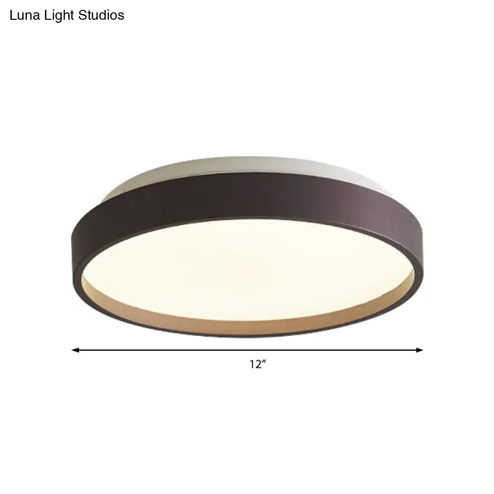 DecorBites™ DecorBites™ Modern Acrylic Flush Mount Ceiling Light - 12"/18" Round, Coffee Bronze/Gold/White - Indoor Use