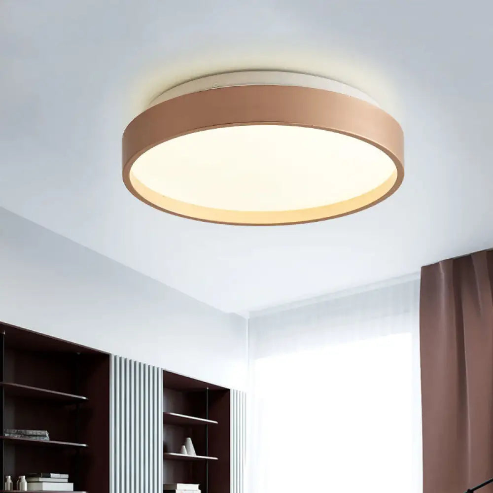 DecorBites™ DecorBites™ Modern Acrylic Flush Mount Ceiling Light - 12"/18" Round, Coffee Bronze/Gold/White - Indoor Use
