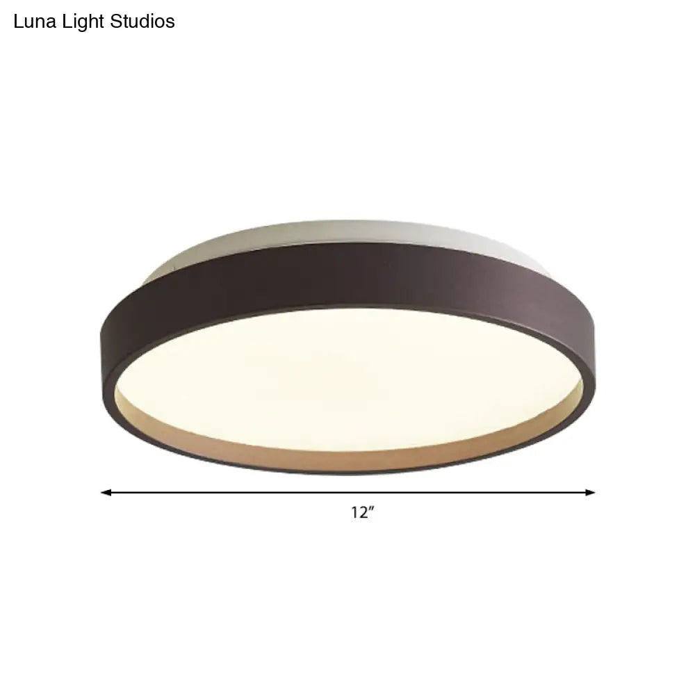 DecorBites™ DecorBites™ Modern Acrylic Flush Mount Ceiling Light - 12"/18" Round, Coffee Bronze/Gold/White - Indoor Use