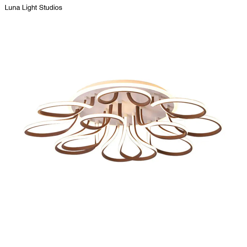 DecorBites™ DecorBites™ Modern Acrylic Flush Mount Ceiling Light Fixture - Bend Design, 9/12 Heads, Brown, 38.5"/46.5" Wide, Warm/White Light