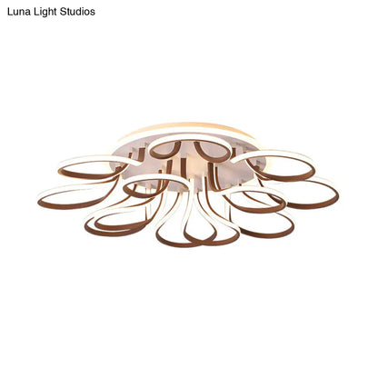 DecorBites™ DecorBites™ Modern Acrylic Flush Mount Ceiling Light Fixture - Bend Design, 9/12 Heads, Brown, 38.5"/46.5" Wide, Warm/White Light