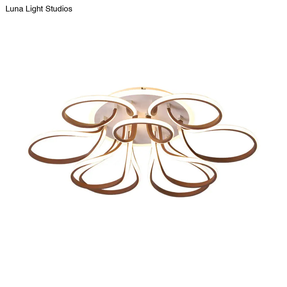 DecorBites™ DecorBites™ Modern Acrylic Flush Mount Ceiling Light Fixture - Bend Design, 9/12 Heads, Brown, 38.5"/46.5" Wide, Warm/White Light