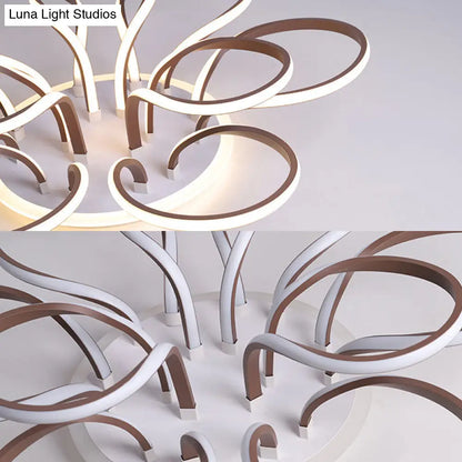 DecorBites™ DecorBites™ Modern Acrylic Flush Mount Ceiling Light Fixture - Bend Design, 9/12 Heads, Brown, 38.5"/46.5" Wide, Warm/White Light