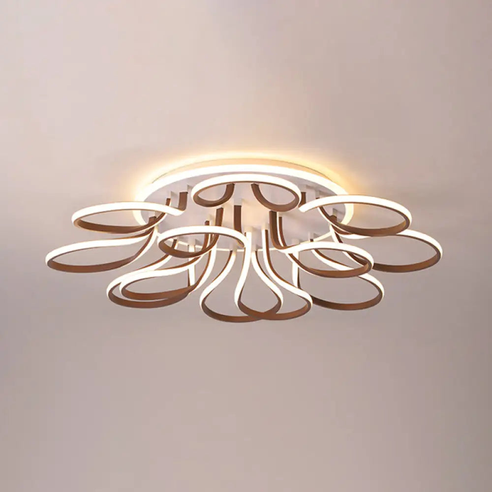 DecorBites™ DecorBites™ Modern Acrylic Flush Mount Ceiling Light Fixture - Bend Design, 9/12 Heads, Brown, 38.5"/46.5" Wide, Warm/White Light