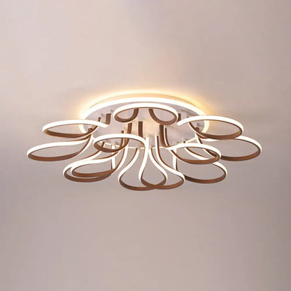 DecorBites™ DecorBites™ Modern Acrylic Flush Mount Ceiling Light Fixture - Bend Design, 9/12 Heads, Brown, 38.5"/46.5" Wide, Warm/White Light