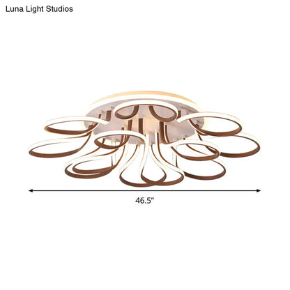 DecorBites™ DecorBites™ Modern Acrylic Flush Mount Ceiling Light Fixture - Bend Design, 9/12 Heads, Brown, 38.5"/46.5" Wide, Warm/White Light