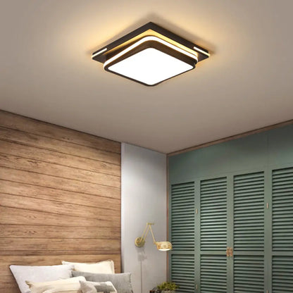 DecorBites™ DecorBites™ Modern Acrylic Flush Mount Ceiling Light: Quad Shaped, Black - Ideal for Living Room