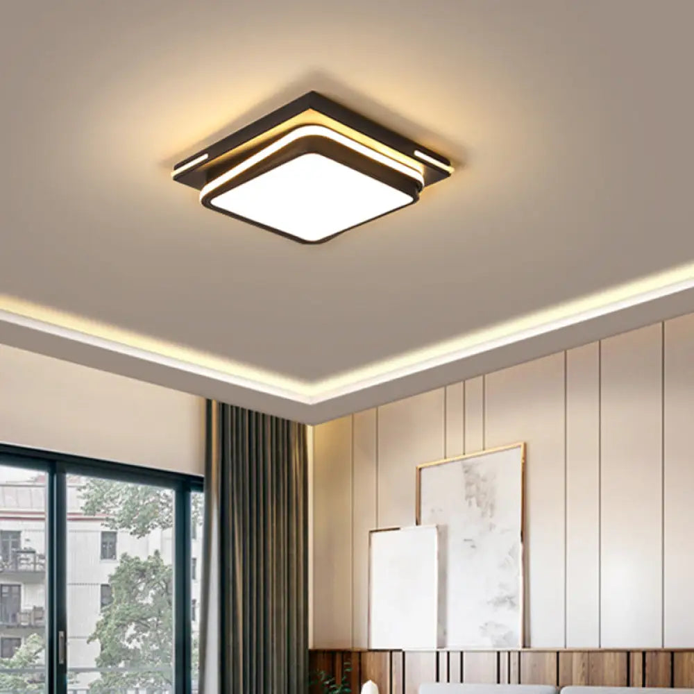 DecorBites™ DecorBites™ Modern Acrylic Flush Mount Ceiling Light: Quad Shaped, Black - Ideal for Living Room