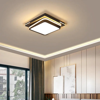 DecorBites™ DecorBites™ Modern Acrylic Flush Mount Ceiling Light: Quad Shaped, Black - Ideal for Living Room
