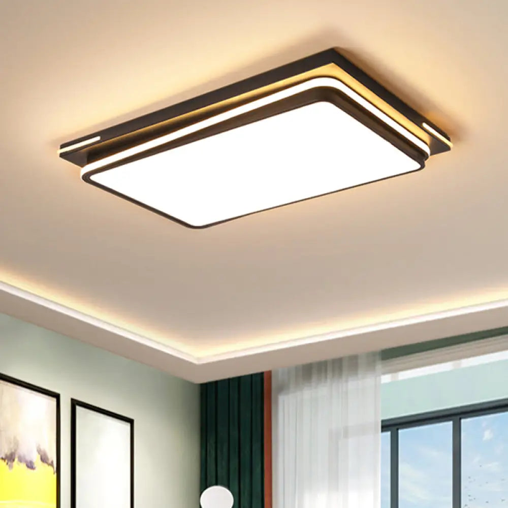 DecorBites™ DecorBites™ Modern Acrylic Flush Mount Ceiling Light: Quad Shaped, Black - Ideal for Living Room