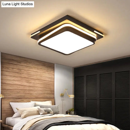 DecorBites™ DecorBites™ Modern Acrylic Flush Mount Ceiling Light: Quad Shaped, Black - Ideal for Living Room
