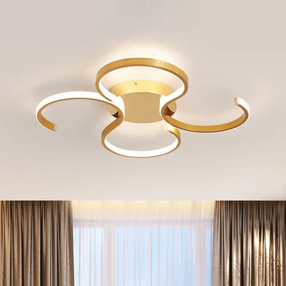 DecorBites™ DecorBites™ Modern Acrylic Gold LED Ceiling Light with Double S-Shape Flush Mount - Warm/White Light